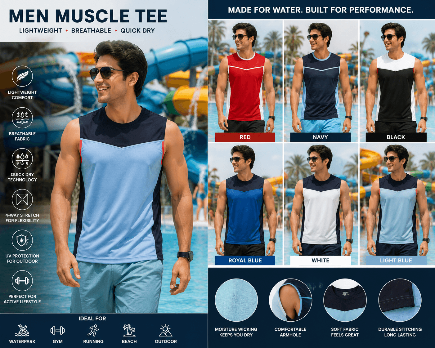Men's Colourblock Muscle Tee