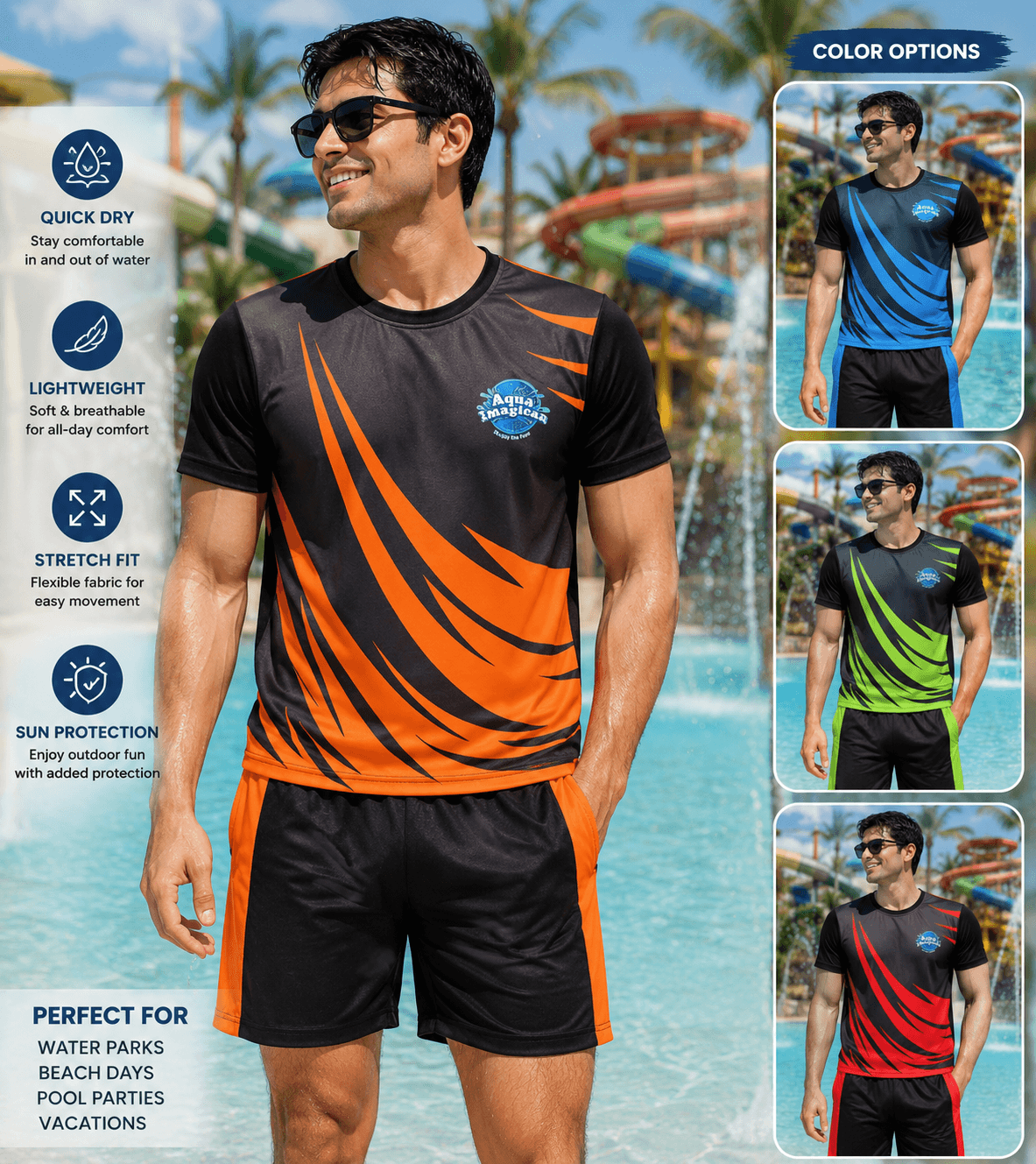 Branded Flame-Print Tee & Shorts