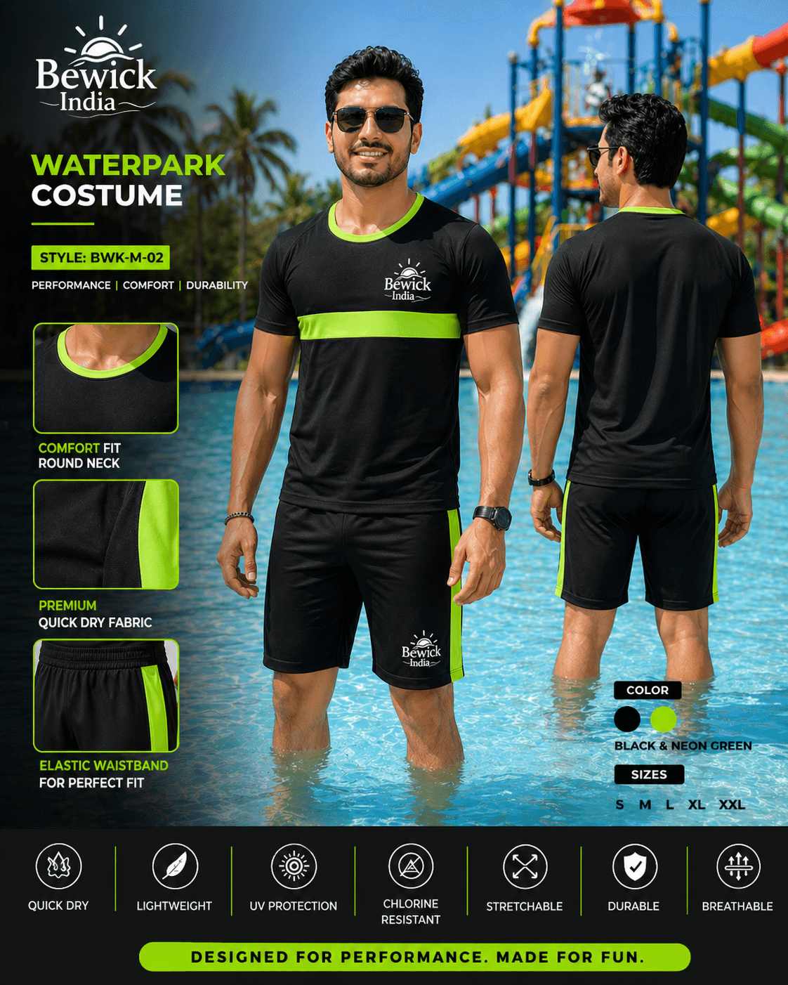 Men's Black & Neon Uniform Set
