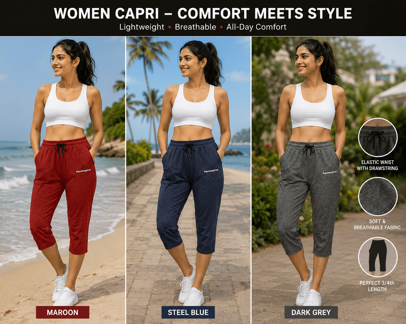 Women's Drawstring Capri Set